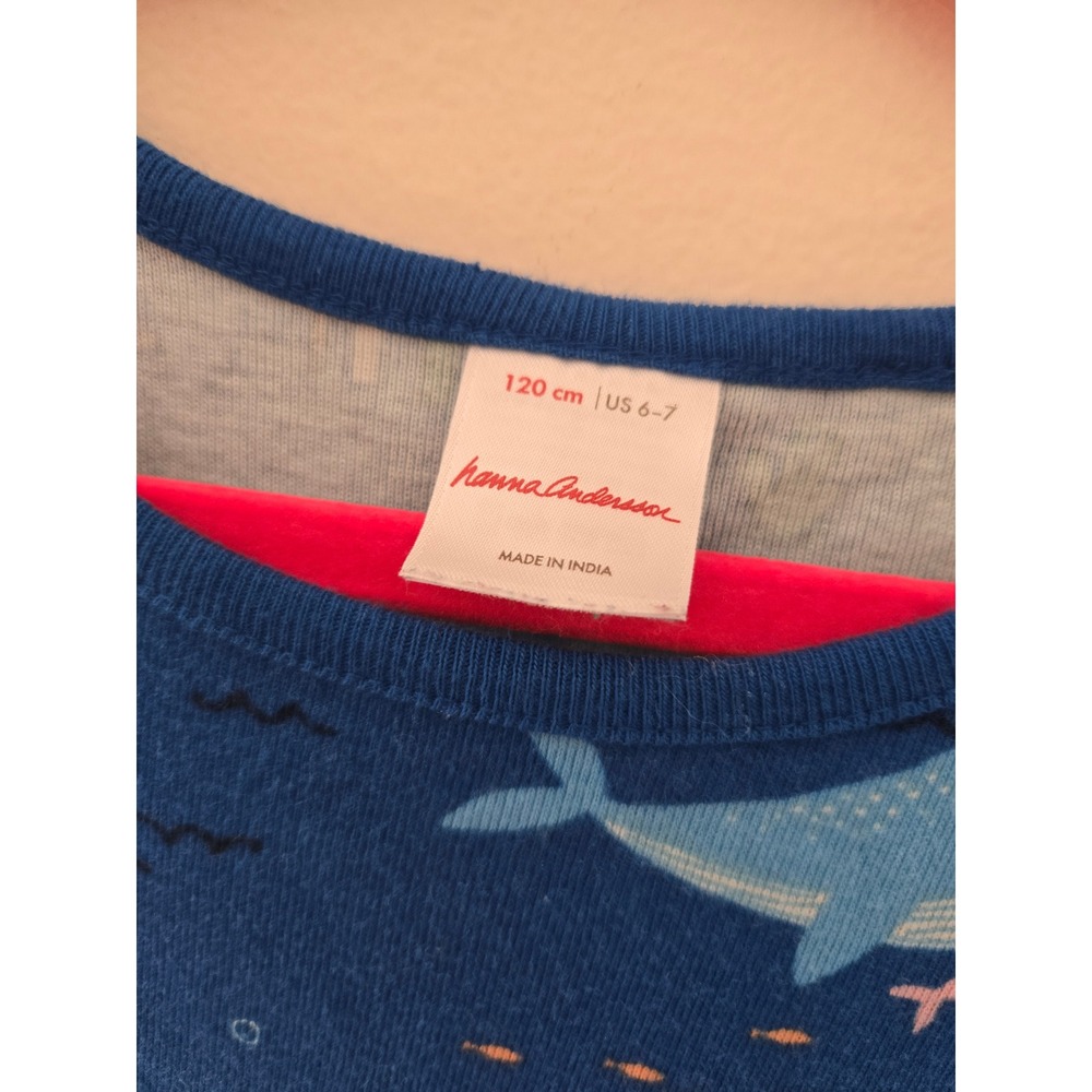 Hanna Andersson Blue Whale Rainbow Sleeveless Pocket Play Dress Kids 6-7 120cm - Picture 4 of 4